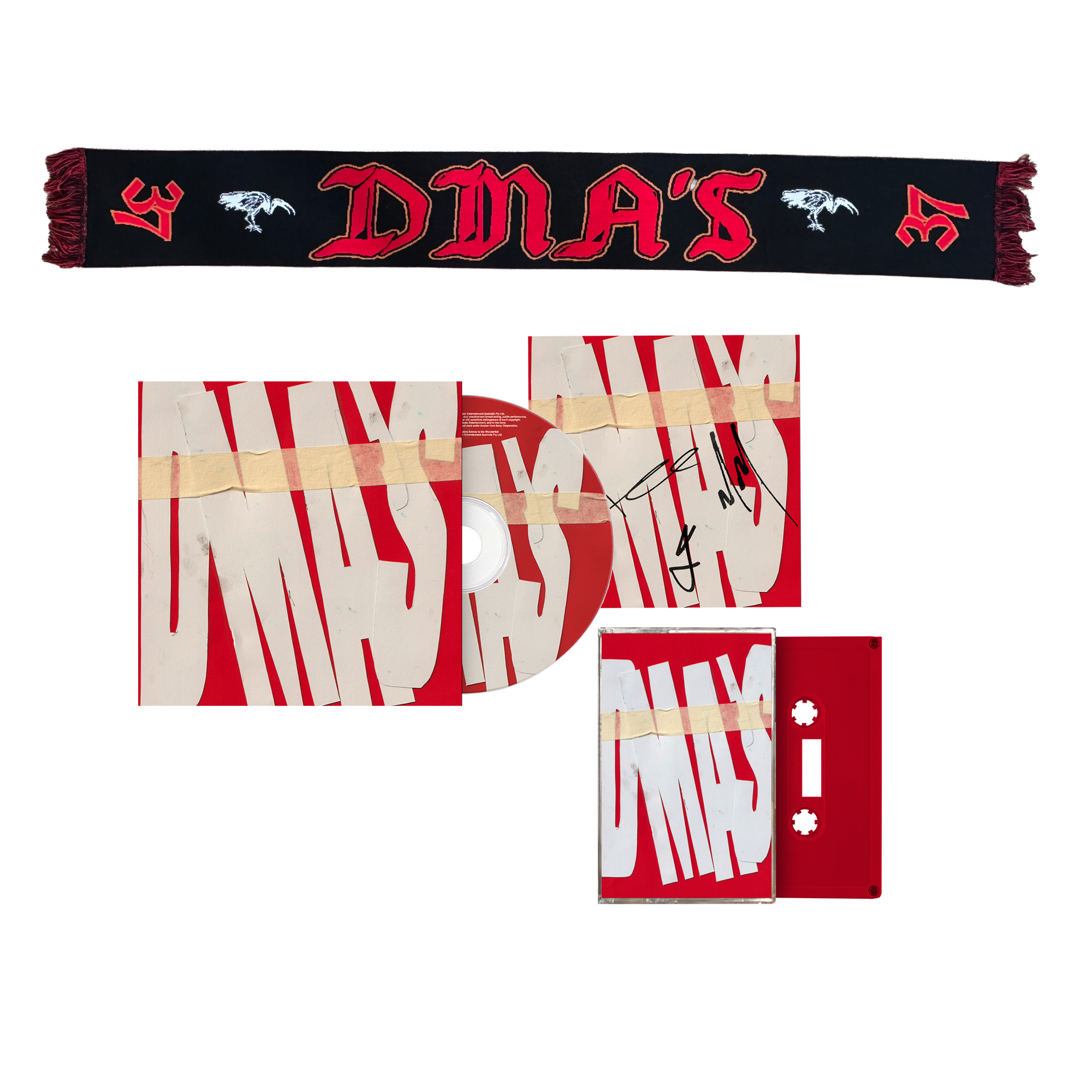 DMA'S SCARF + CD + CASSETTE + SIGNED INSERT